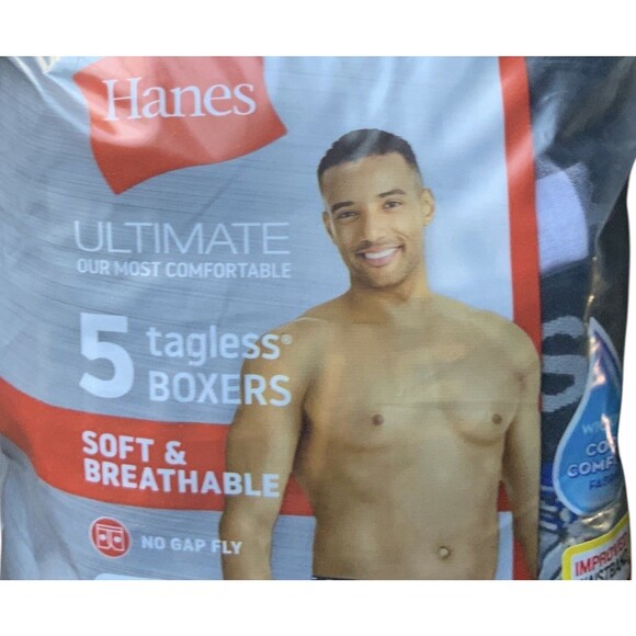 Hanes Mens Yarn Dyed Exposed Comfort Waistband Tagless Boxers Size XL 5 Count - Picture 4 of 9